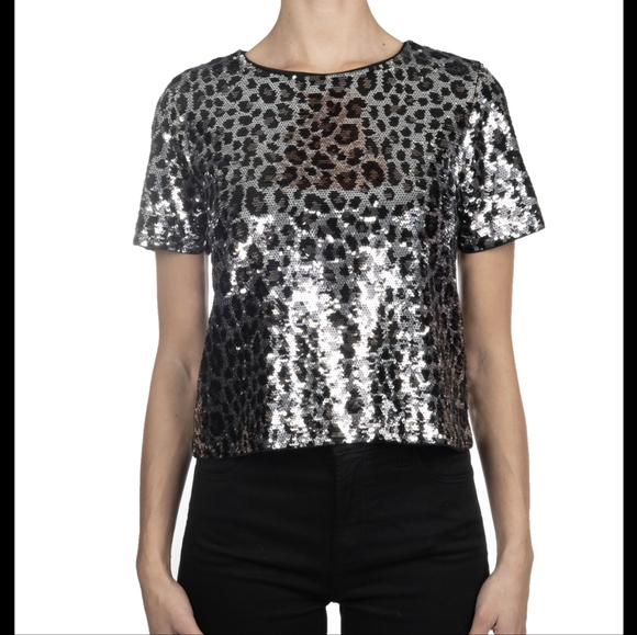 Michael Kors sequin crop top cheetah print - Picture 1 of 6
